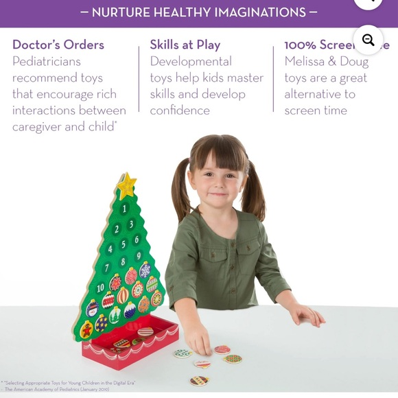 Melissa&Doug Countdown 2 Christmas Wooden Advent Calendar MagneticTree,25Magnets - Picture 8 of 9